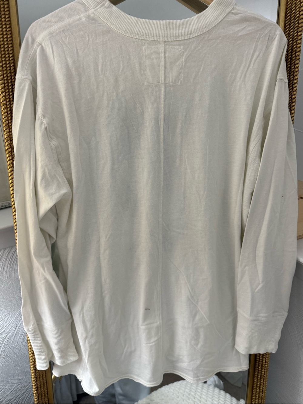 aerie Cream Ribbed-Neck Tee with Subtle Logo - Picture 10 of 16